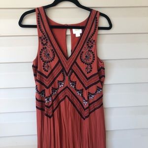 Anthropologie Maeve dusty orange flowy jumpsuit
